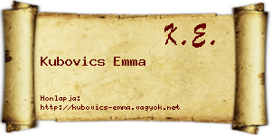 Kubovics Emma névjegykártya